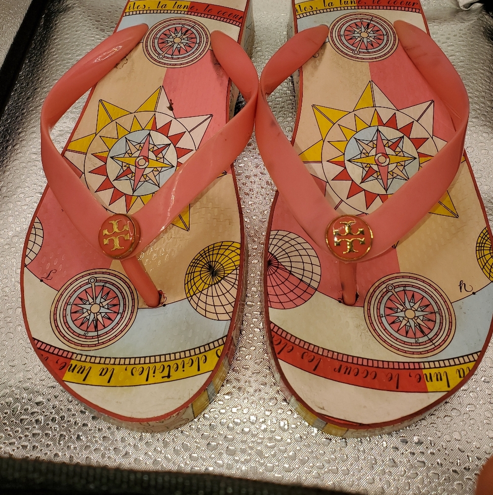 Graphic Pink Logo Raised Flip Flops